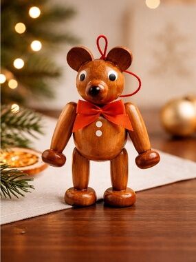 VINTAGE Steinbach Christmas RARE Teddy Bear Wooden Ornament -Handmade in Germany